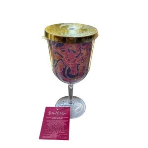 Lilly Pulitzer Gold Lid with Pink Tag